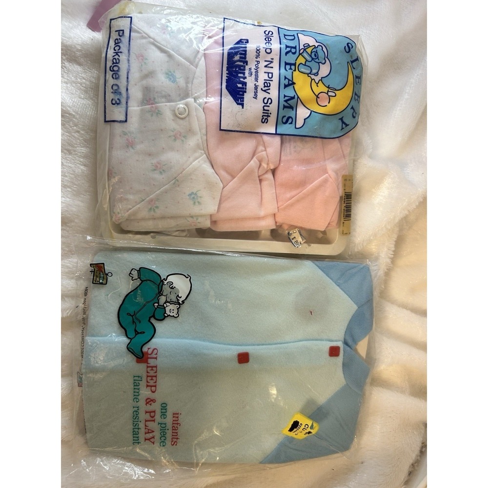 Vintage Sleepy Dreams‎ & Kmart Infant Sleep N Play Suits Lot of 4 New Pink Blue